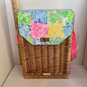 Lilly Pulitzer Wicker Picnic Basket with Floral Print